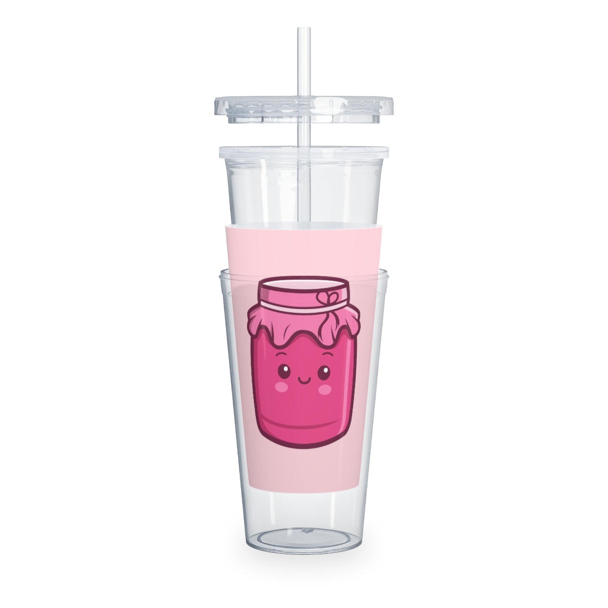 Jam Jar Plastic Tumbler with Straw