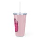 Jam Jar Plastic Tumbler with Straw