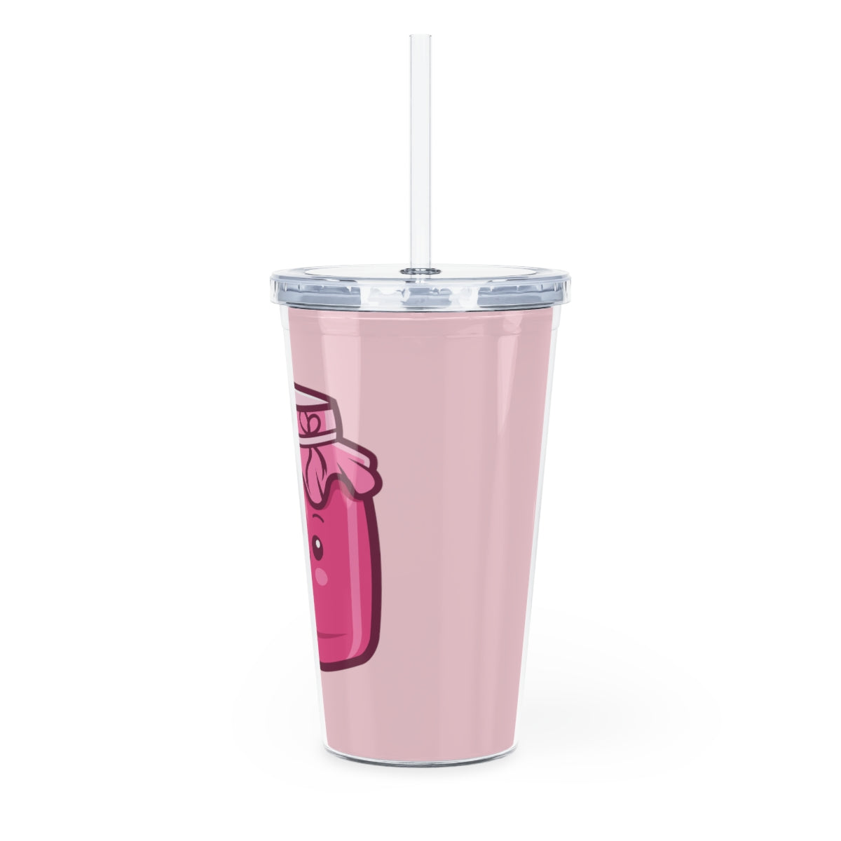 Jam Jar Plastic Tumbler with Straw