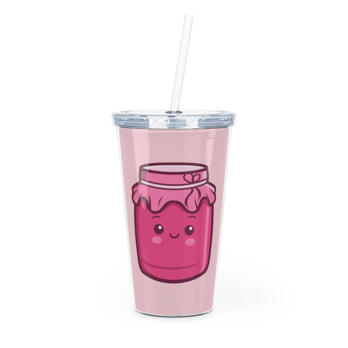 Jam Jar Plastic Tumbler with Straw