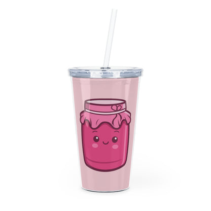 Jam Jar Plastic Tumbler with Straw