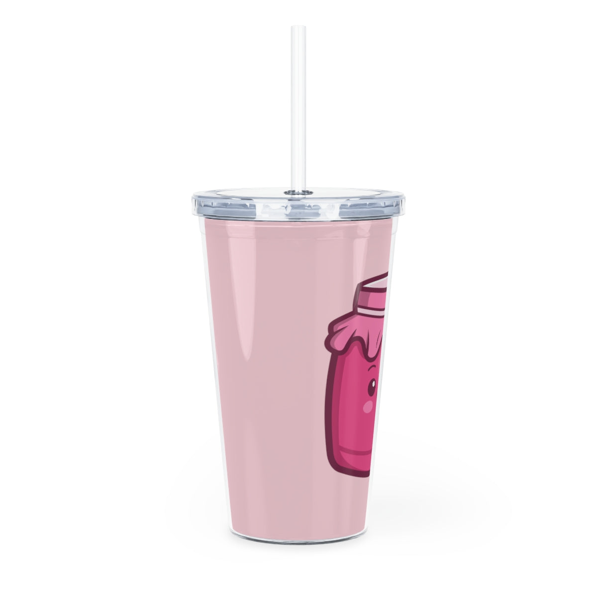 Jam Jar Plastic Tumbler with Straw